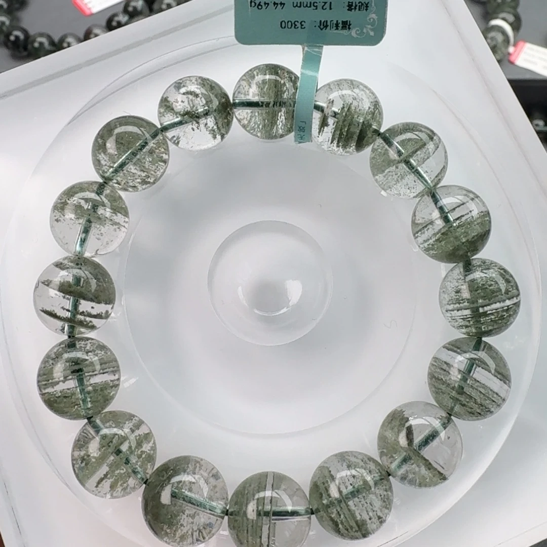 手链水晶未镶嵌天然绿幽灵千层12.5