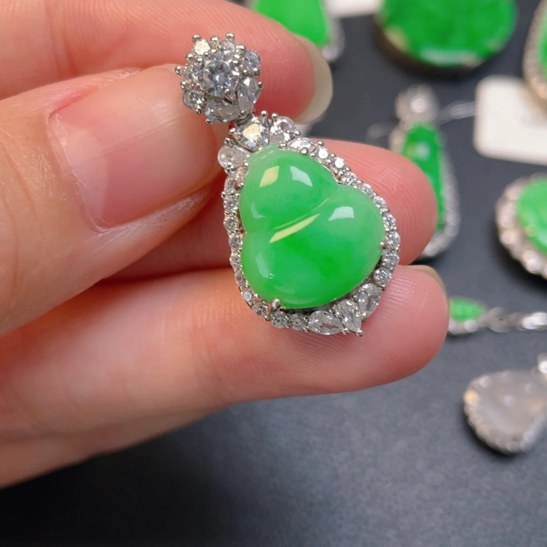 翡翠银S925镶嵌吊坠(不含链)