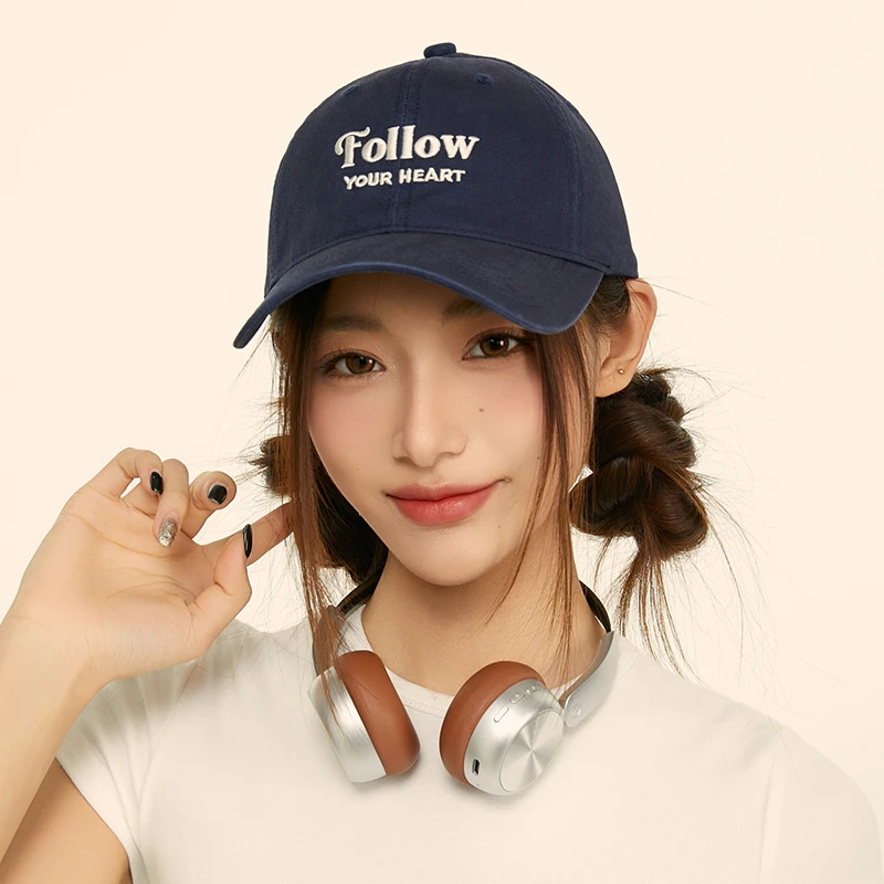 【Follow】刺绣字母纯色棒球帽百搭显脸小出游户外遮阳四季鸭舌帽女