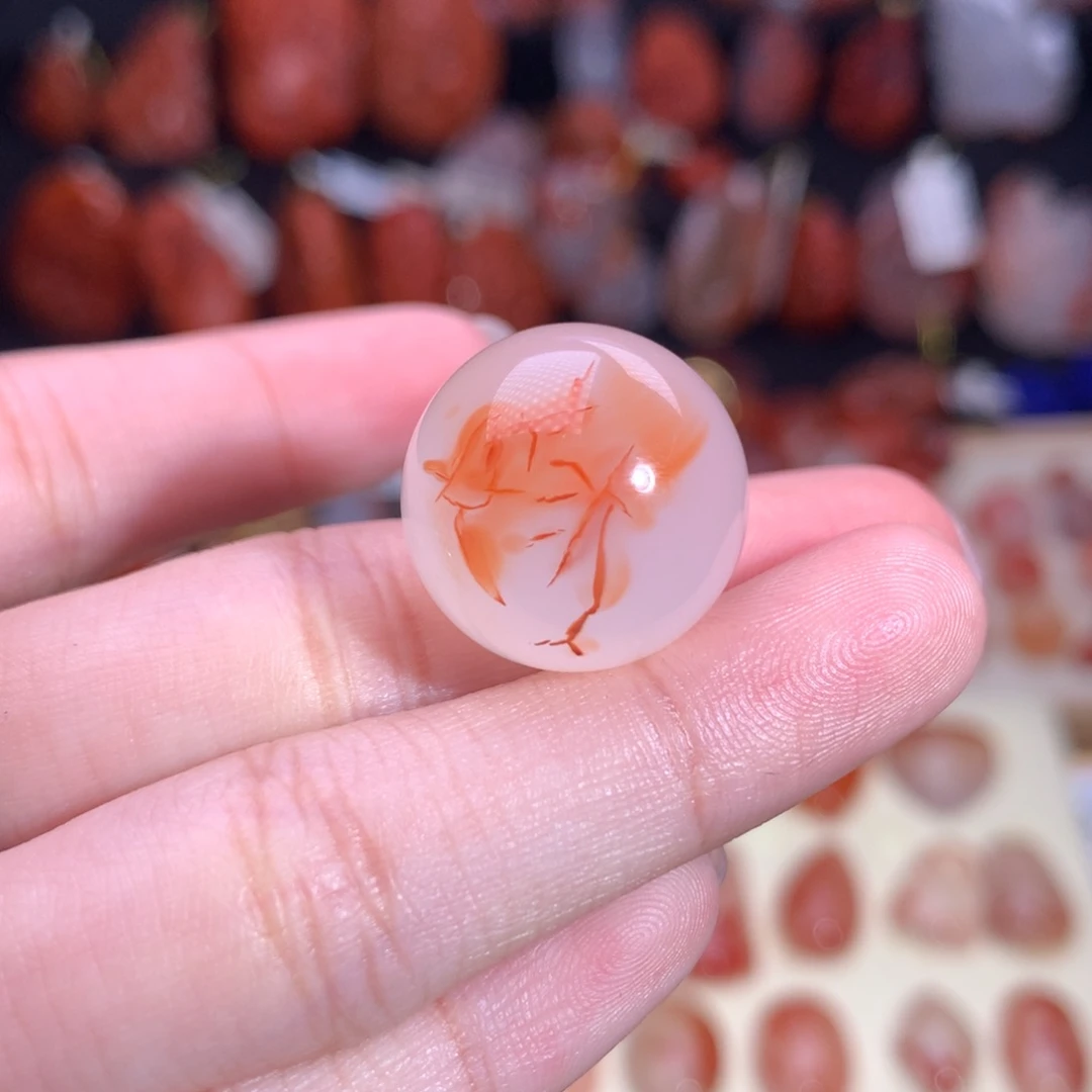 南红玛瑙未镶嵌珠宝半成品单珠卡18.7