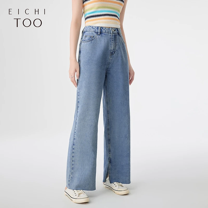 A爱居兔夏季宽松廓形水洗牛仔裤直筒裤EKNAJ2N014A