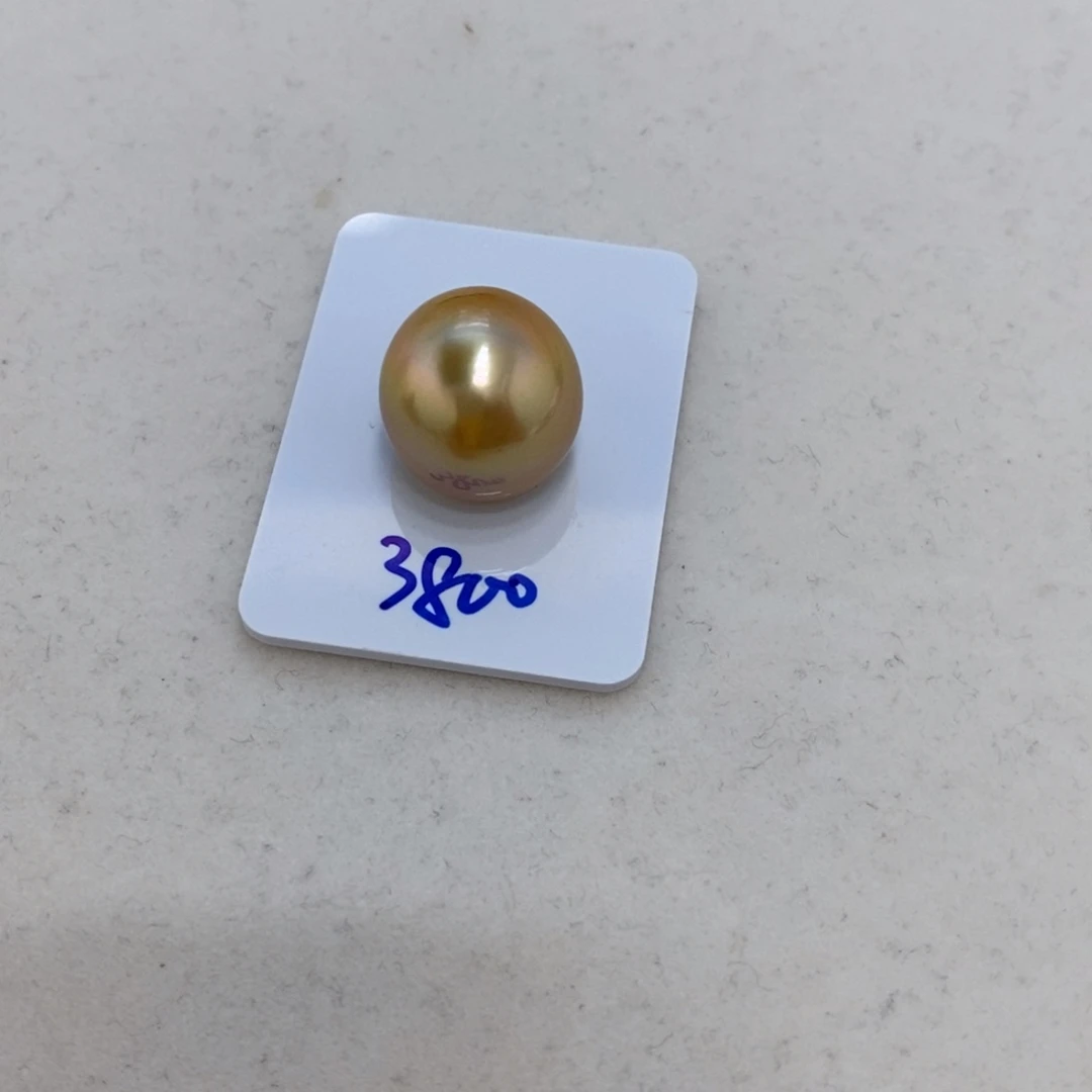 海水珍珠裸珠浓茶金15-16