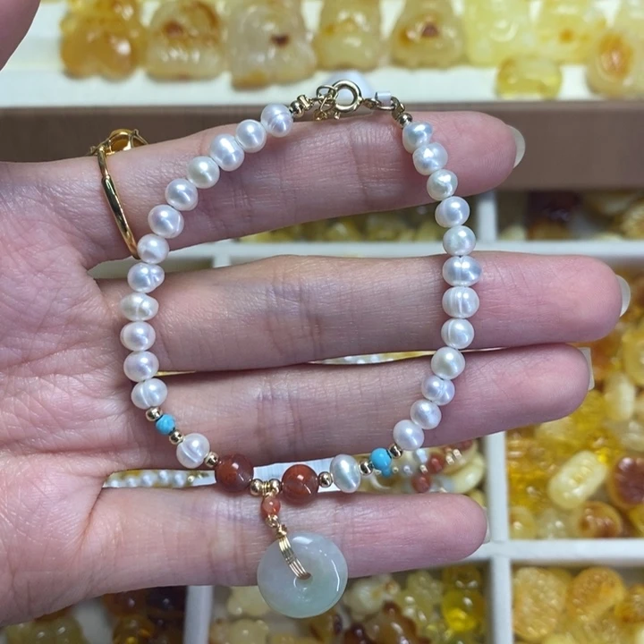 琥珀未镶嵌裸石手串