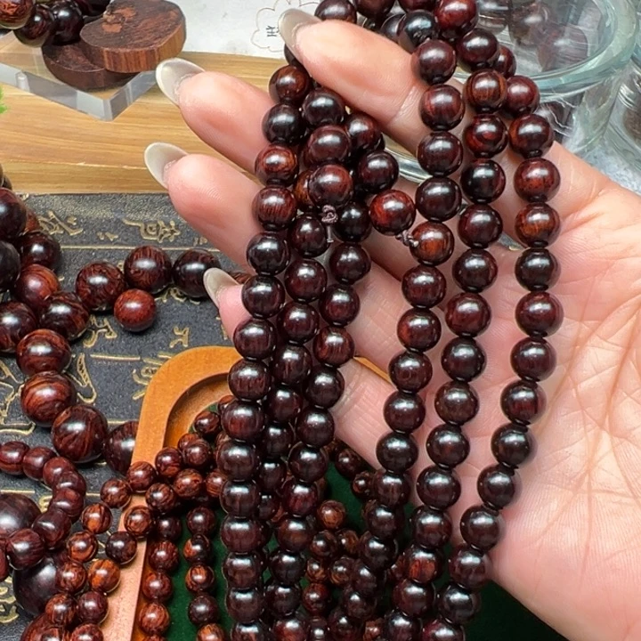 降真香手串/手链用****8海南红降0.8✖️108黑珍珠