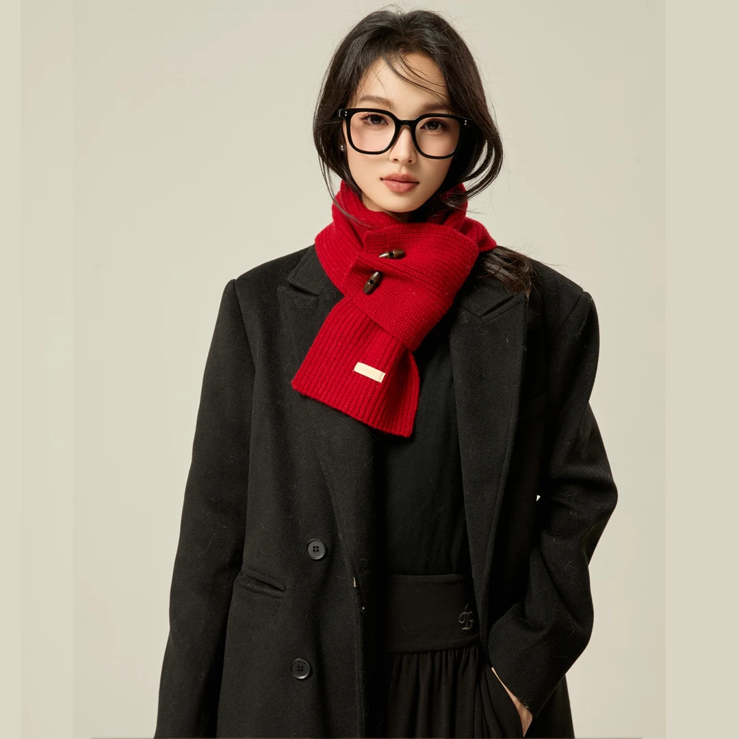 100%羊毛围巾女冬季韩版高品质百搭圣诞送礼懒人交叉加厚保暖围脖