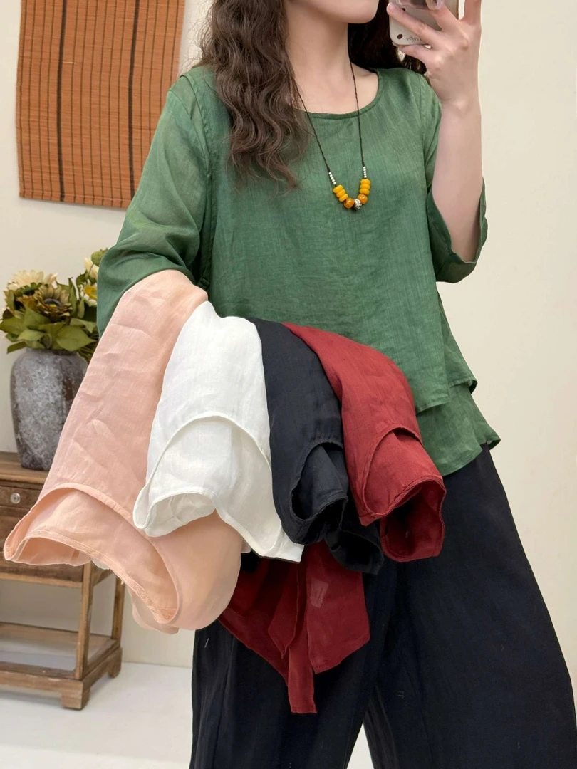 BF 百搭假2件苎麻上衣