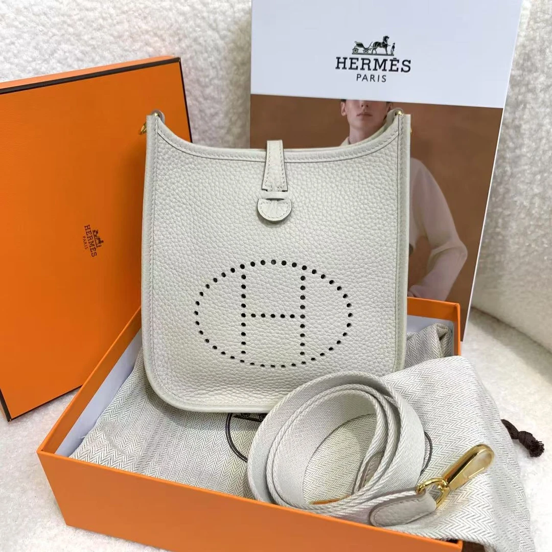 全新未使用 Hermes/爱马仕 壹臻/灰mini伊芙琳斜挎包/87282781