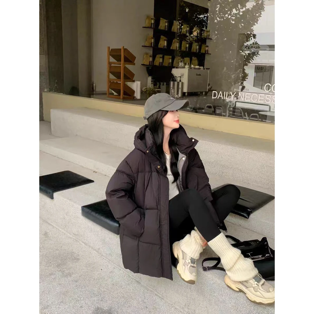A108#2024新款时尚男女同款可脱卸连帽中长款冬季羽绒服加厚外套