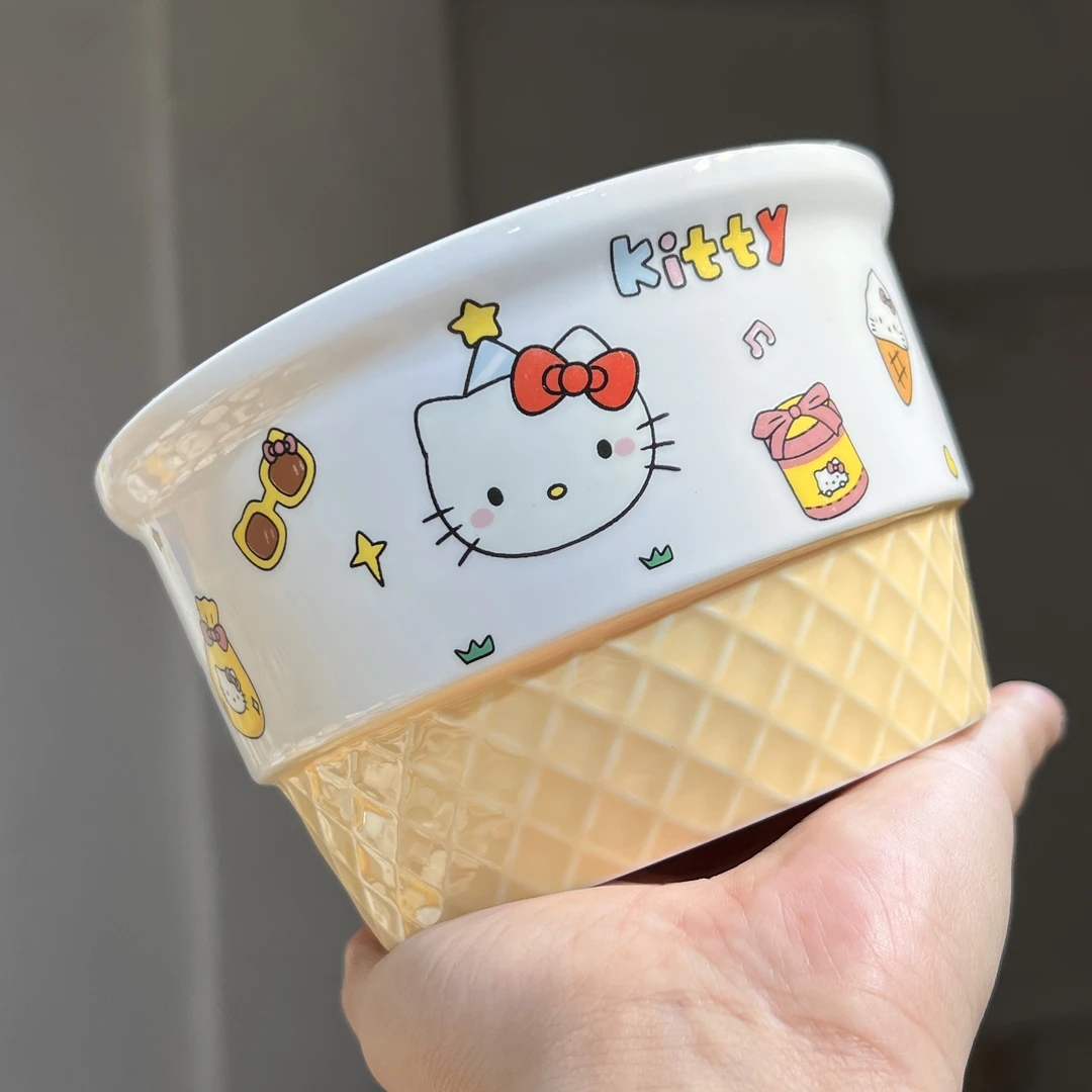 【嘟嘟好】出口尾货 KT小猫 5英寸冰淇淋碗 酸奶碗 沙拉碗