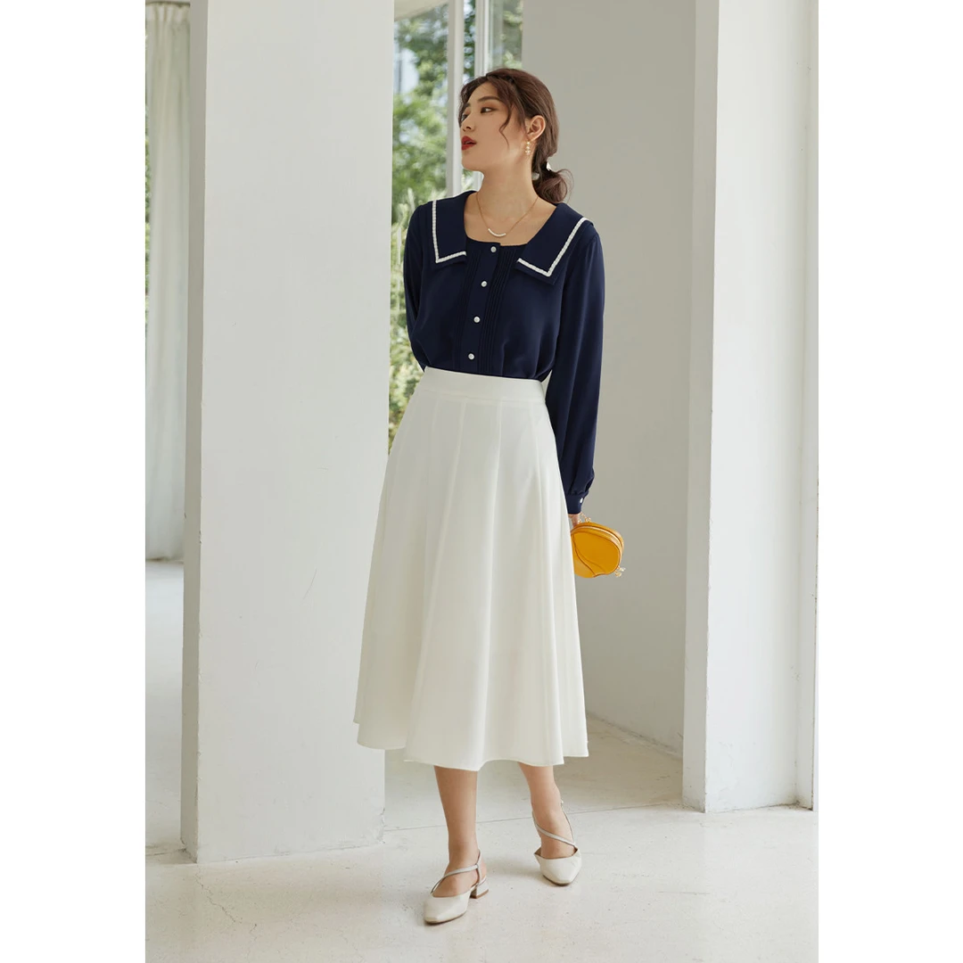 大码女装遮胯高腰半身裙女春季微胖气质小黑裙长款伞裙女