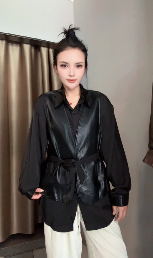3321#东大门设计感小众高级感假两件衬衫女春秋季时尚上衣