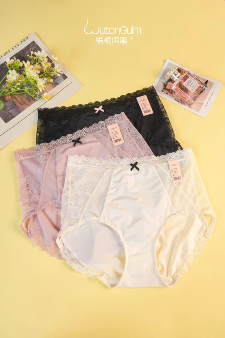闺蜜内裤女中腰平角裤纯欲诱惑蕾丝法式甜美可爱透气