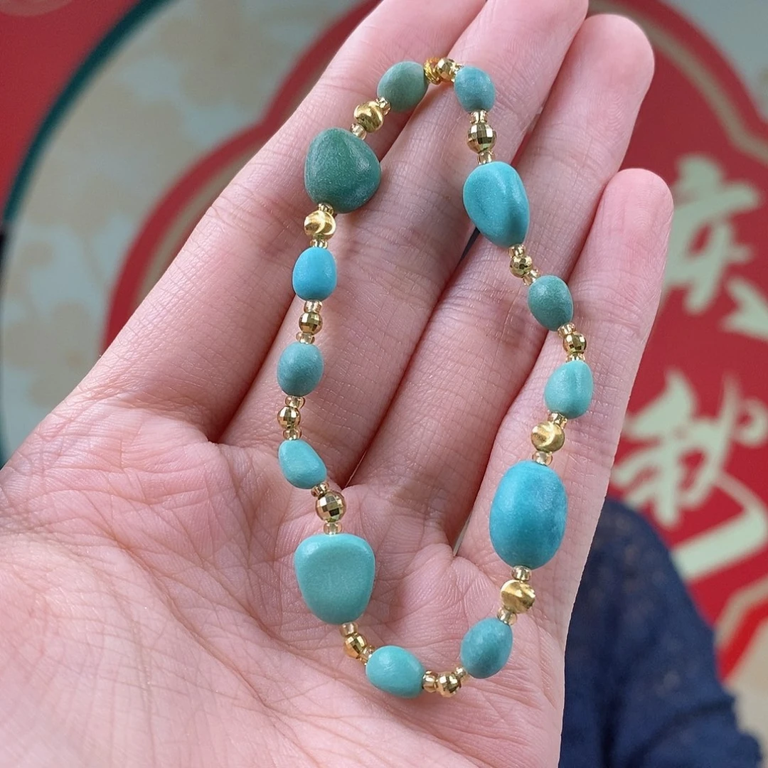 绿松石18K金镶嵌珠宝奇石