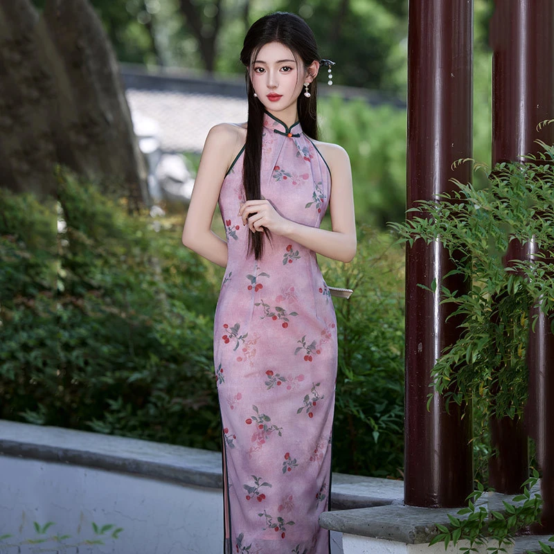 年轻款气质优雅民国风范粉色旗袍中国风显瘦复古夏季新中式日常装