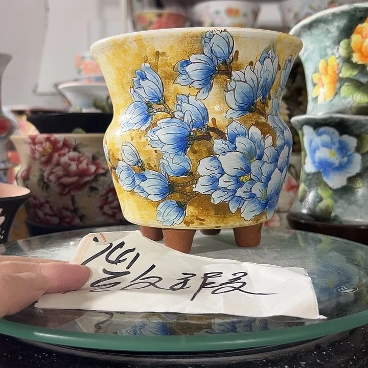 景德镇手绘花盆 满38包邮