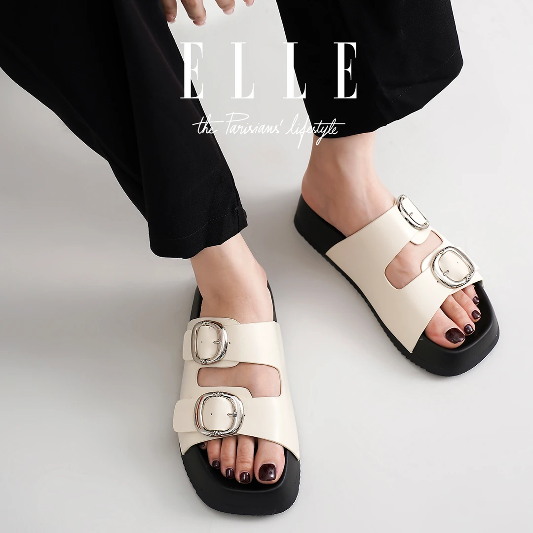 ELLE厚底拖鞋女夏季2025新款一字拖海边沙滩凉拖鞋防滑防臭勃肯鞋
