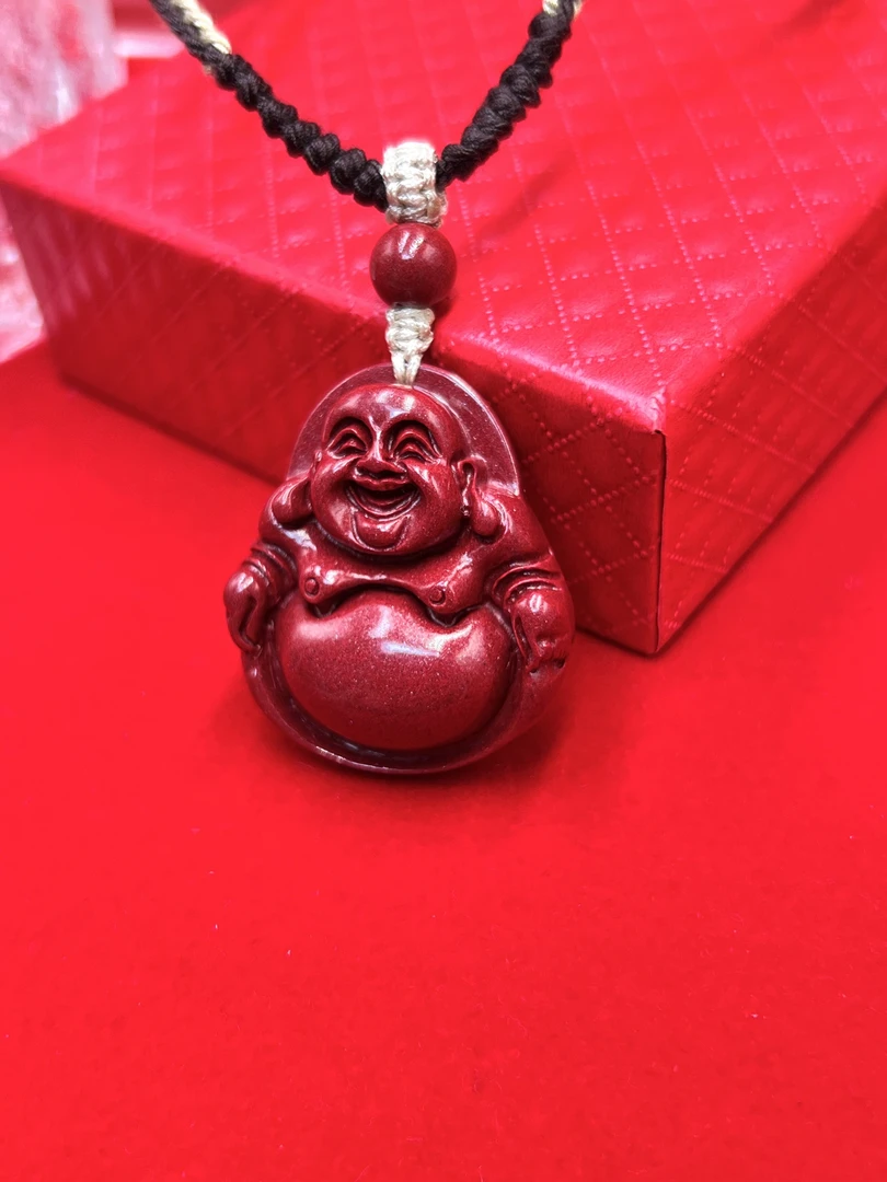 含辰砂工艺品【缘聚德珠宝】辰砂正品紫金砂大肚弥勒佛佛公吊坠