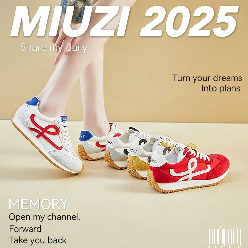 MIUZI谬姿 日系春夏新款多巴胺阿甘鞋女潮跑步运动休闲百搭德训鞋