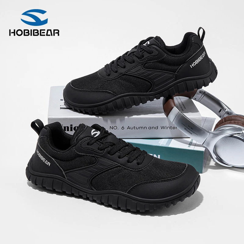 HOBIBEAR男鞋2025新款男生鞋子秋季工作鞋大脚骨宽头鞋宽楦赤足鞋