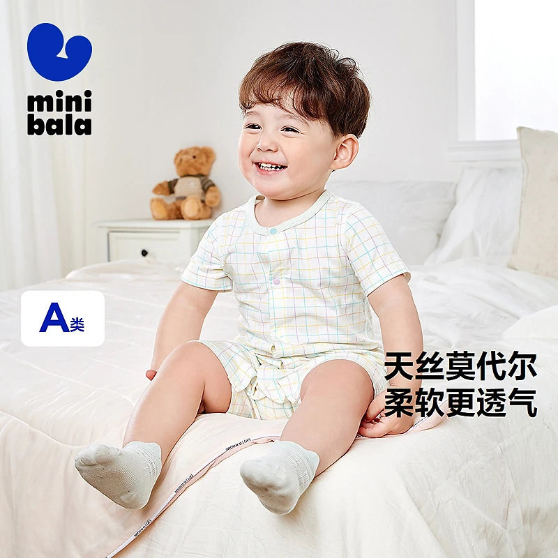 迷你巴拉男女宝宝轻薄连体衣夏季新款婴儿新生儿爬服