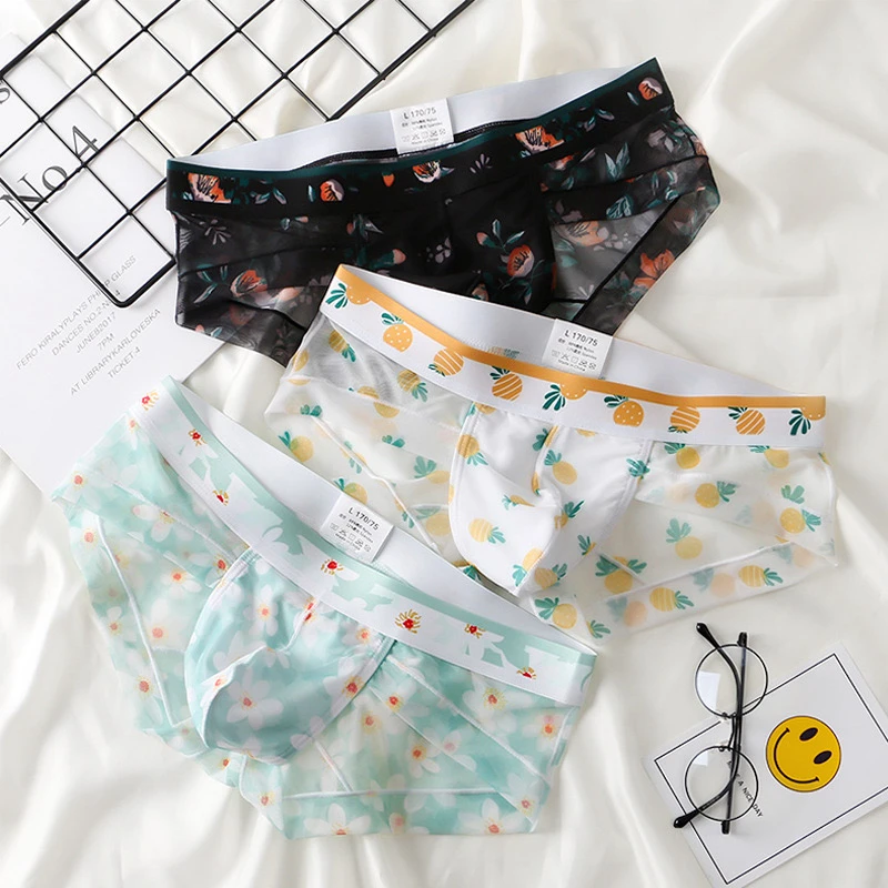 男士低腰网纱三角内裤时尚性感透气薄款