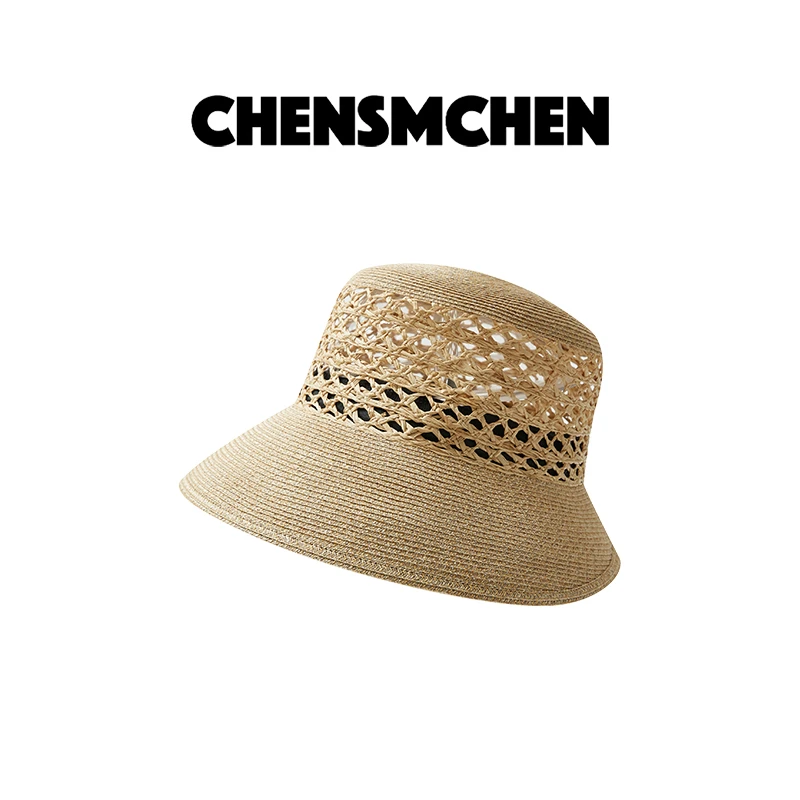 CHENSMCHEN拉菲草镂空编织纯色草编帽女夏休闲度假帽子CSS4065NL
