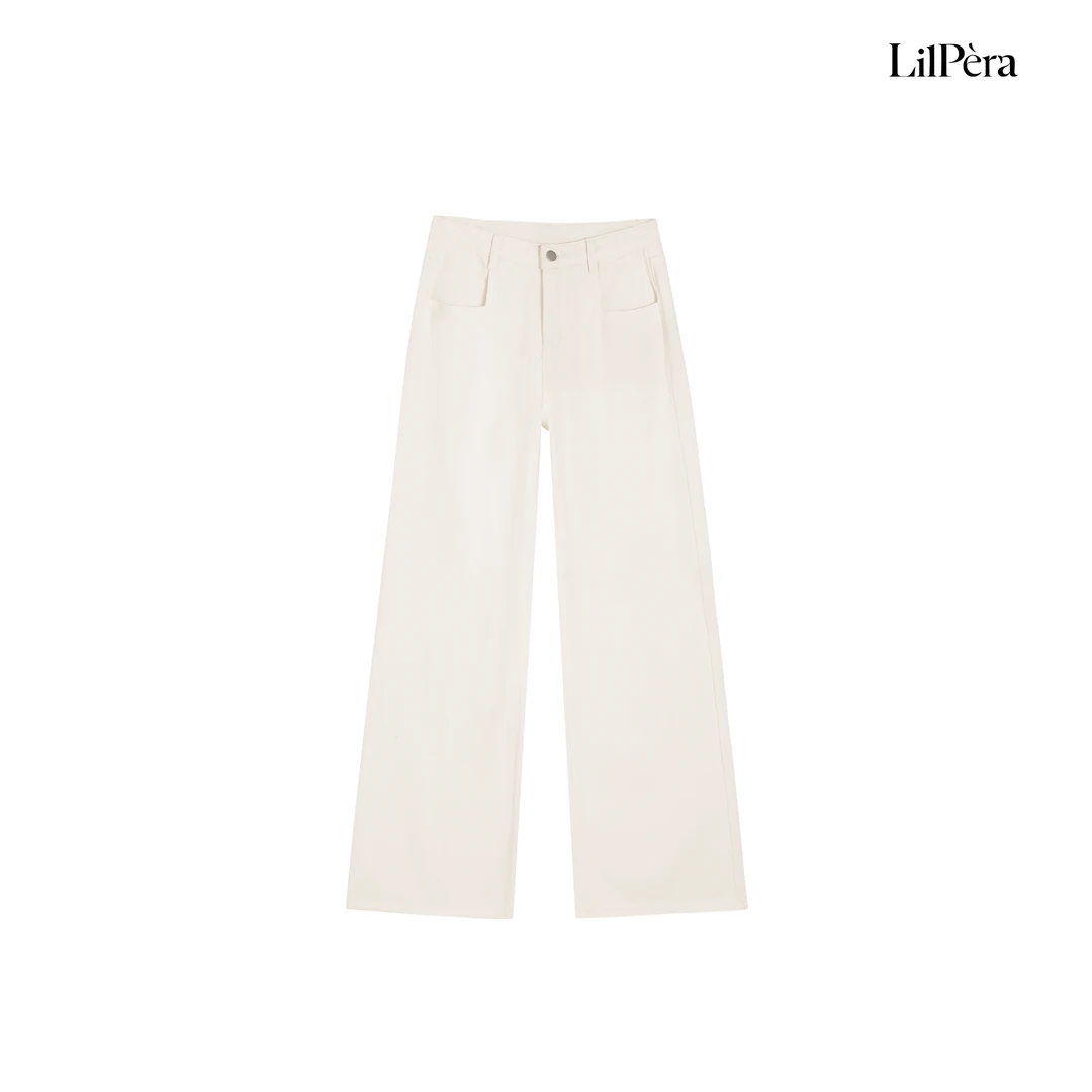 Lilpera胖梨定制 “白牛”白色牛仔裤夏季新款气质显瘦高级B23