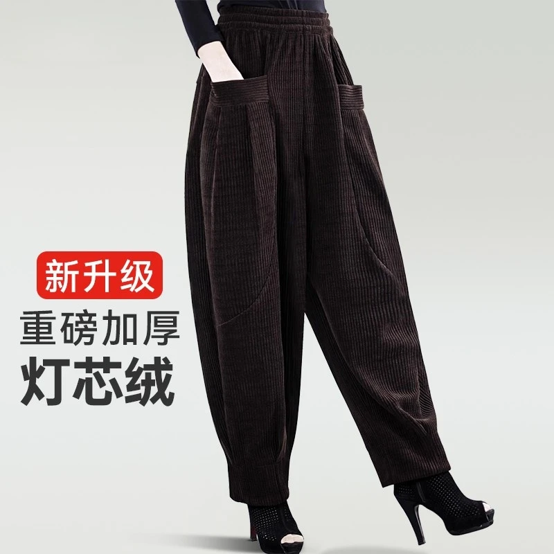 哈伦裤女款爆款2025新款秋冬款黑色条绒灯芯绒显瘦洋气加厚灯笼裤