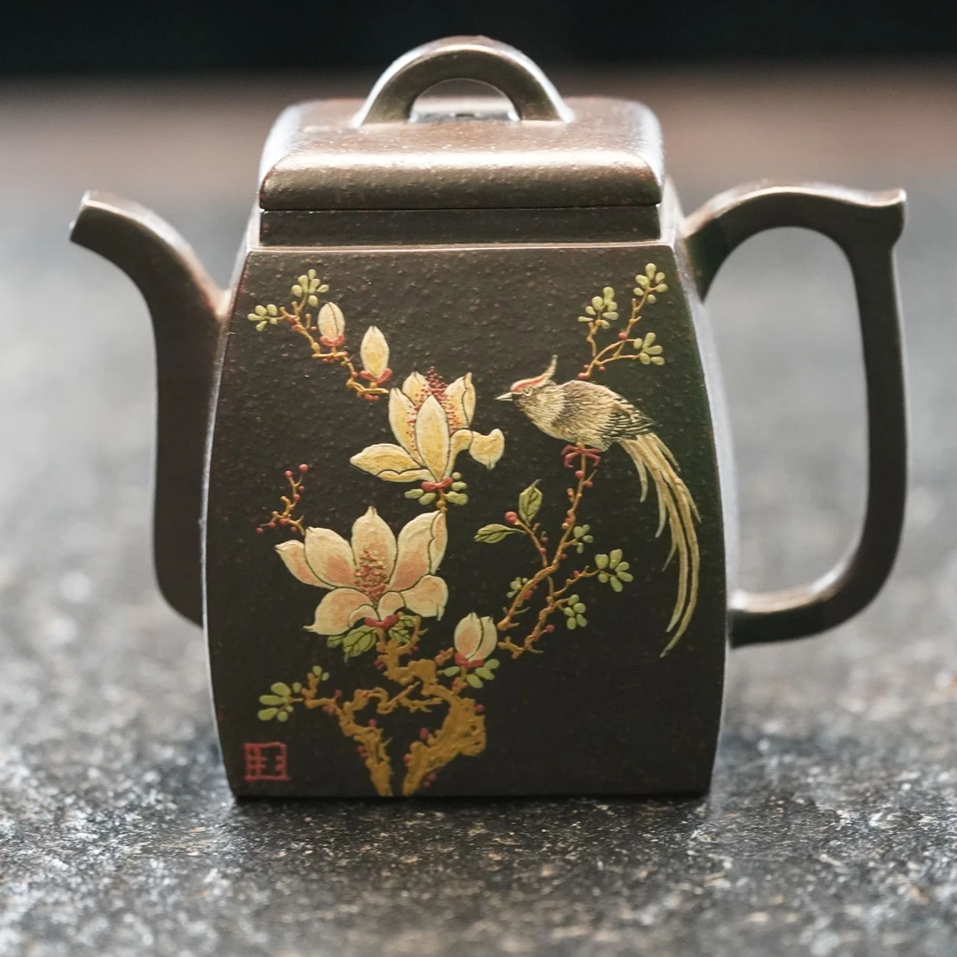 20081 顾跃君 一厂高黑料汉方（泥绘花鸟）（170cc）