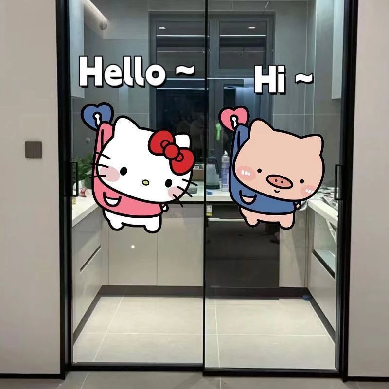 凯蒂kitty贴纸KT浴室厨房瓷砖墙玻璃贴画冰箱马桶卡通划痕装饰