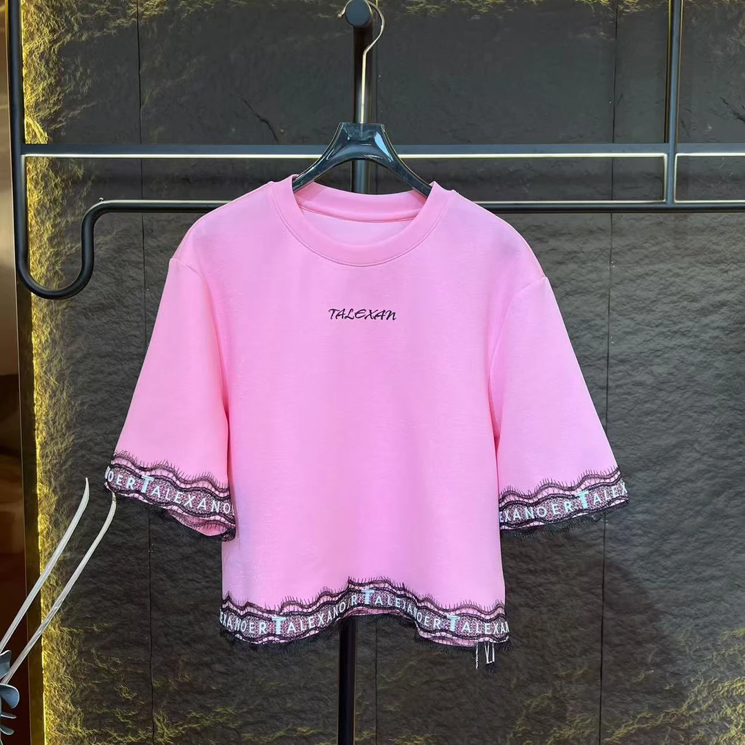 （果果专属）少女风短袖T恤春夏绣花时尚印花圆领宽松A343