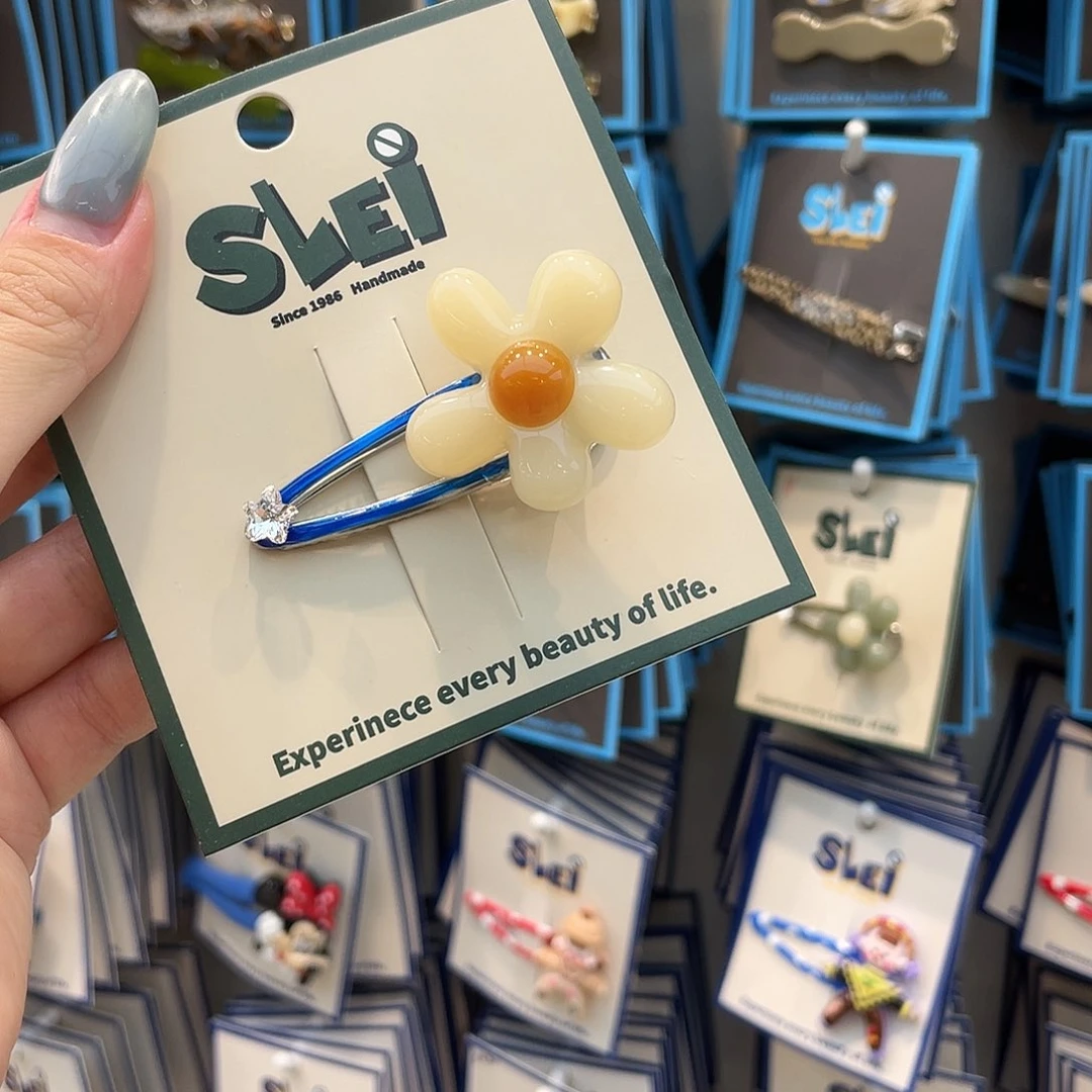 树脂非金属白色花发夹