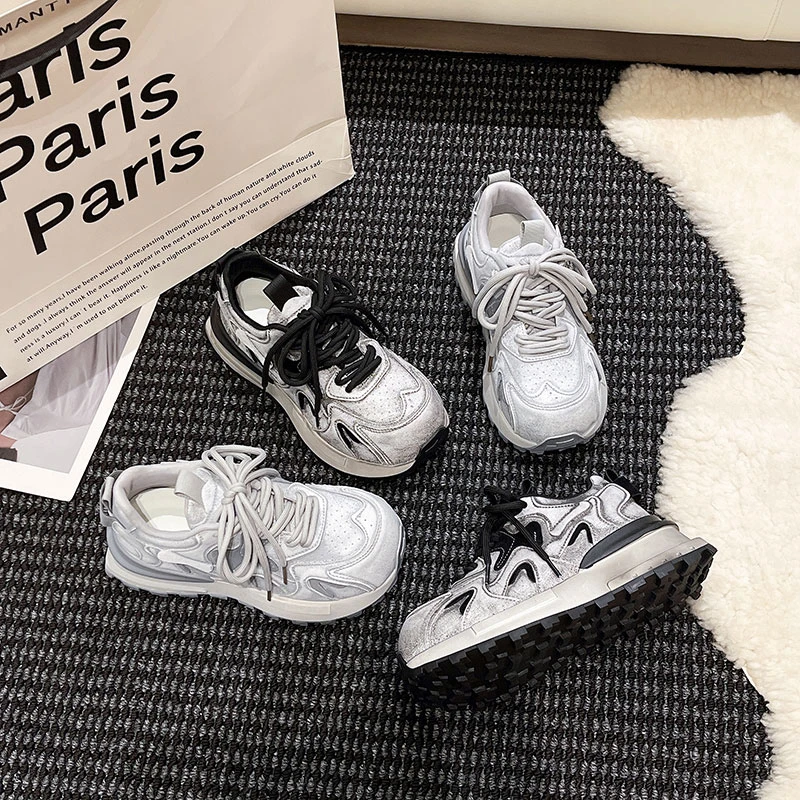 欧洲站2025新款韩版时尚百搭厚底增高丑萌鞋女舒适休闲运动鞋