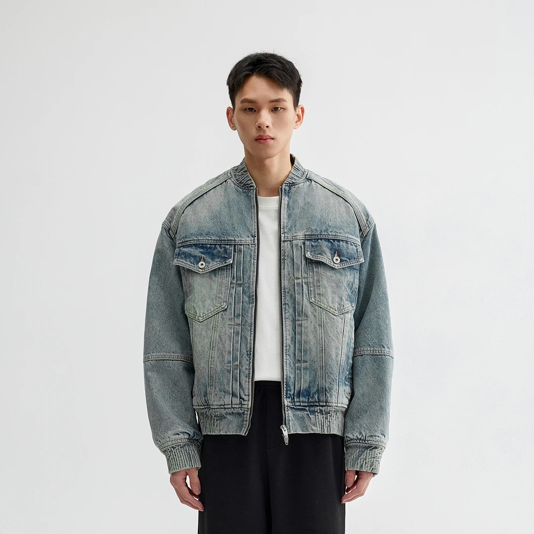 CHINISM赤尘 机车风重工牛仔棒球夹克男春新款外套2049