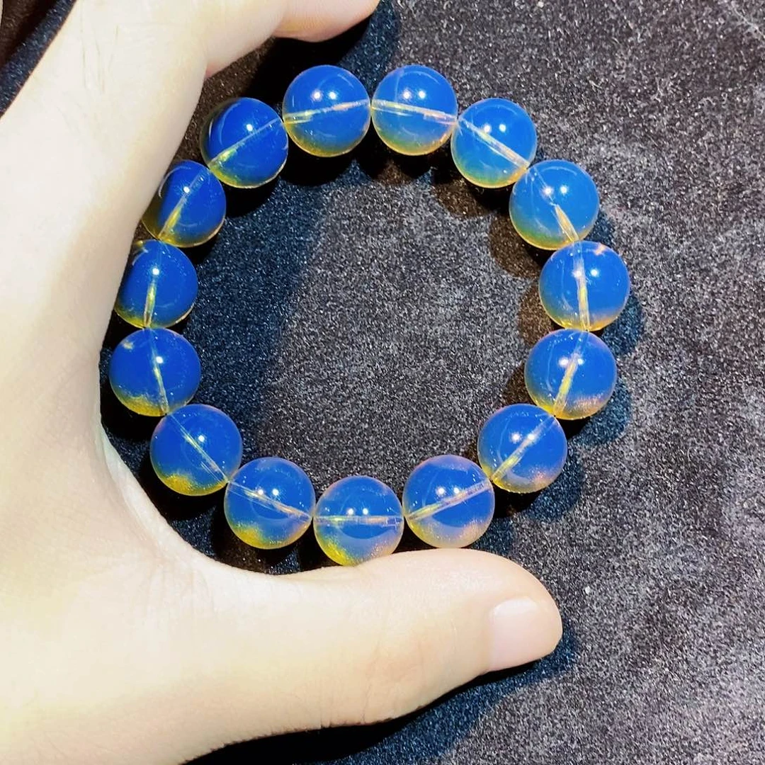 蓝珀未镶嵌珠宝奇石13MM墨西哥毕业季手串