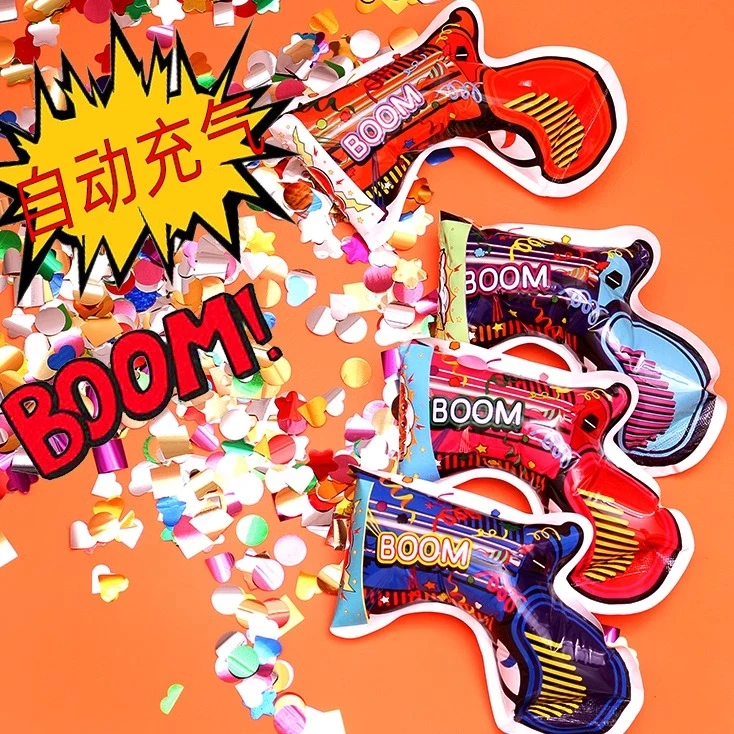 儿童节创意自动充气礼花枪生日气氛道具幼儿园礼炮结婚手持烟花枪