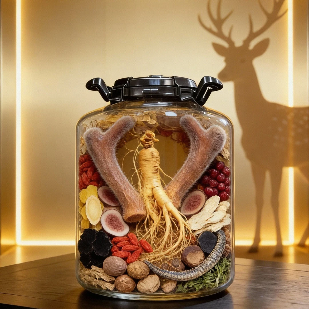 10斤 送高泡酒瓶 养生不伤身  长白山林下参 150克大兴安岭鹿茸