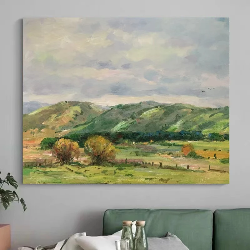 《秋山牧原》50*60含内框，刘春建手绘油画装饰画，客厅背景墙挂画