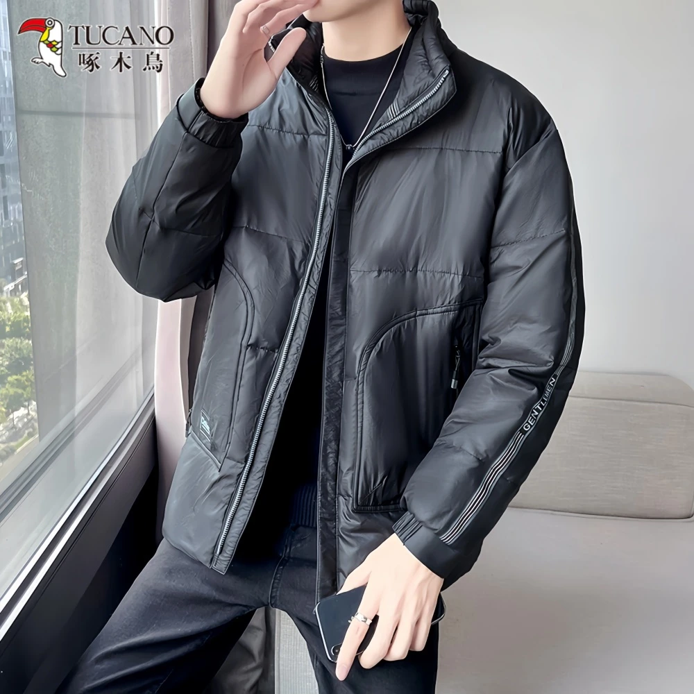 啄木鳥男士潮流保暖御寒青年夹克外套冬季新款休闲韩版立领羽绒服