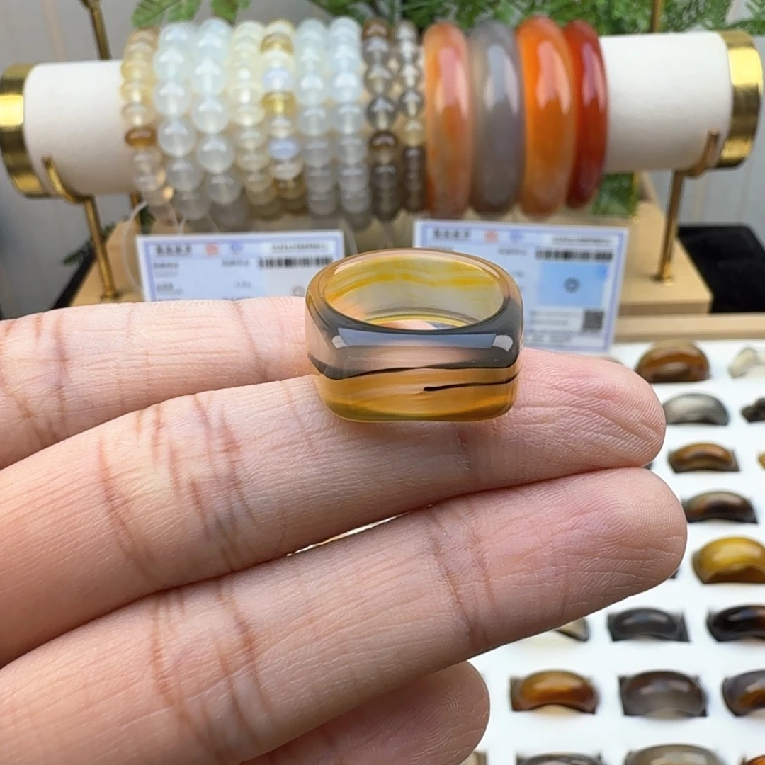 玛瑙/玉髓未镶嵌戒圈14圈福利