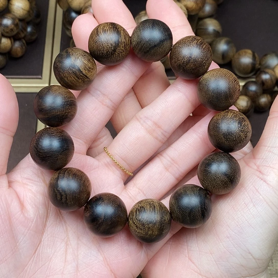 沉香手串理*国越南芽庄白棋楠虎皮缨子