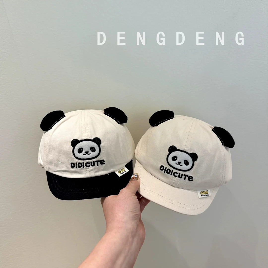 婴儿帽子春秋薄款可爱熊猫鸭舌帽男童女宝宝遮阳防晒小月龄棒球帽