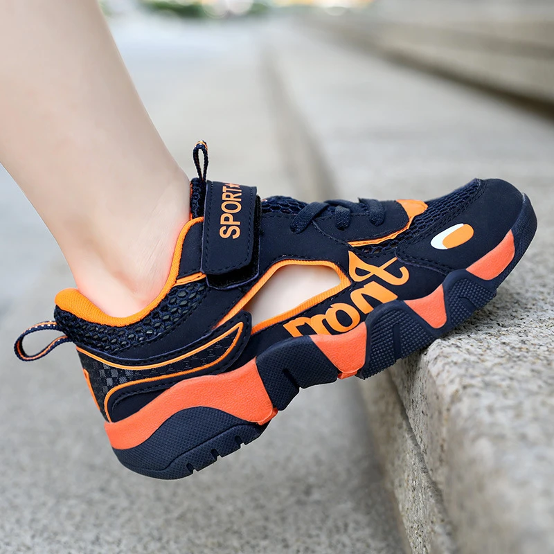 男童框子鞋夏季2024新款透气运动鞋男孩包头凉鞋中大童童鞋潮