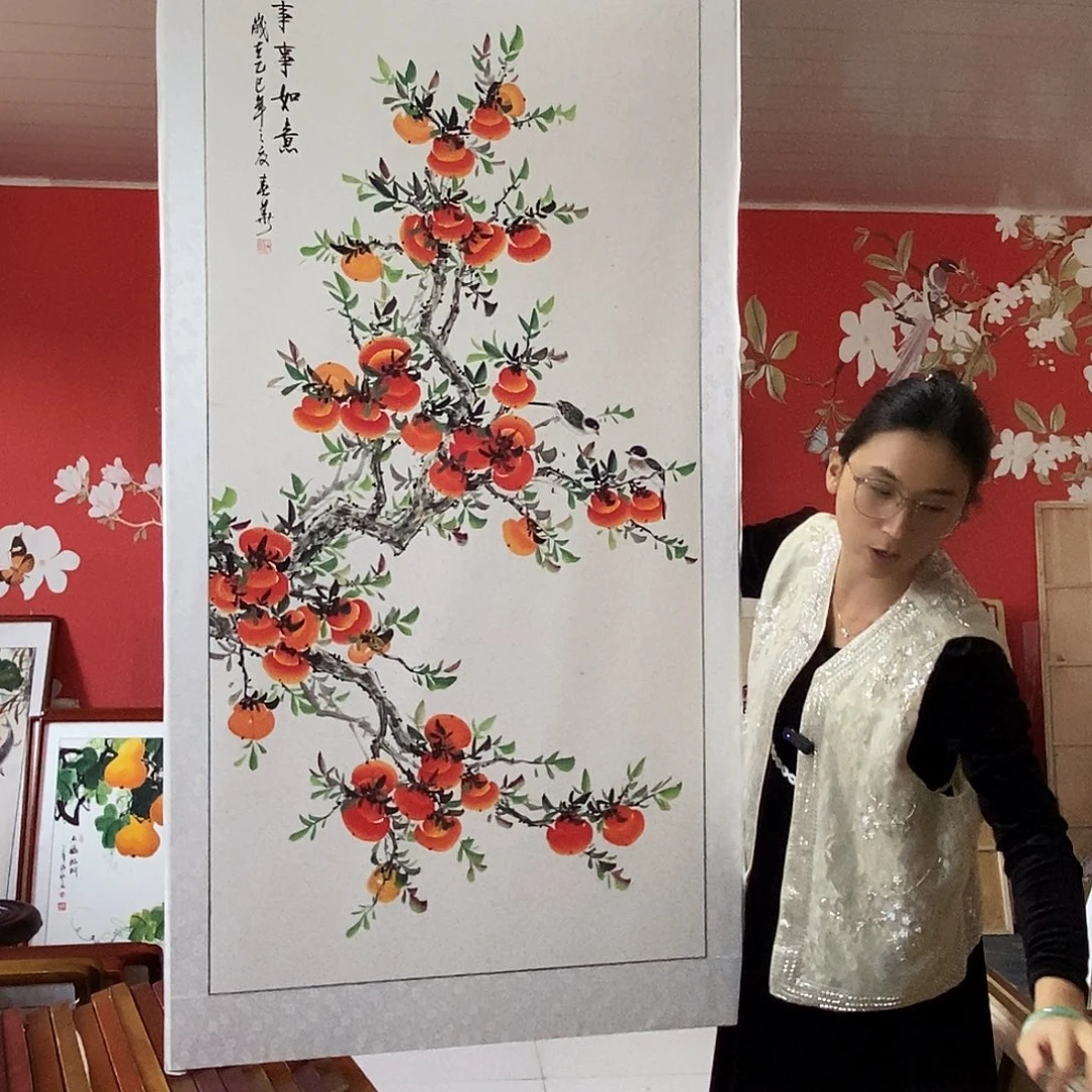 国画手写手绘带框包邮国画作品82✖️162