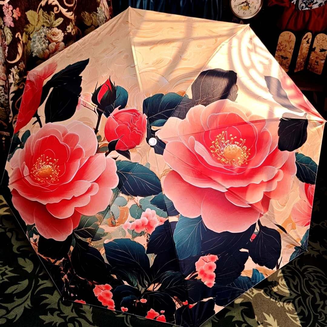 防紫外线花伞防晒遮阳伞晴雨伞两用小巧便携太阳伞黑胶