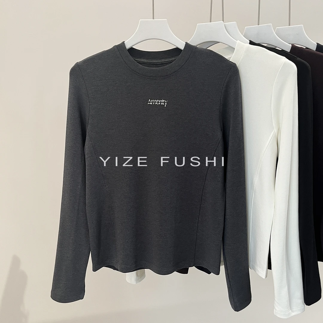 YIZE【软绵】加厚修身字母长袖长袖打底