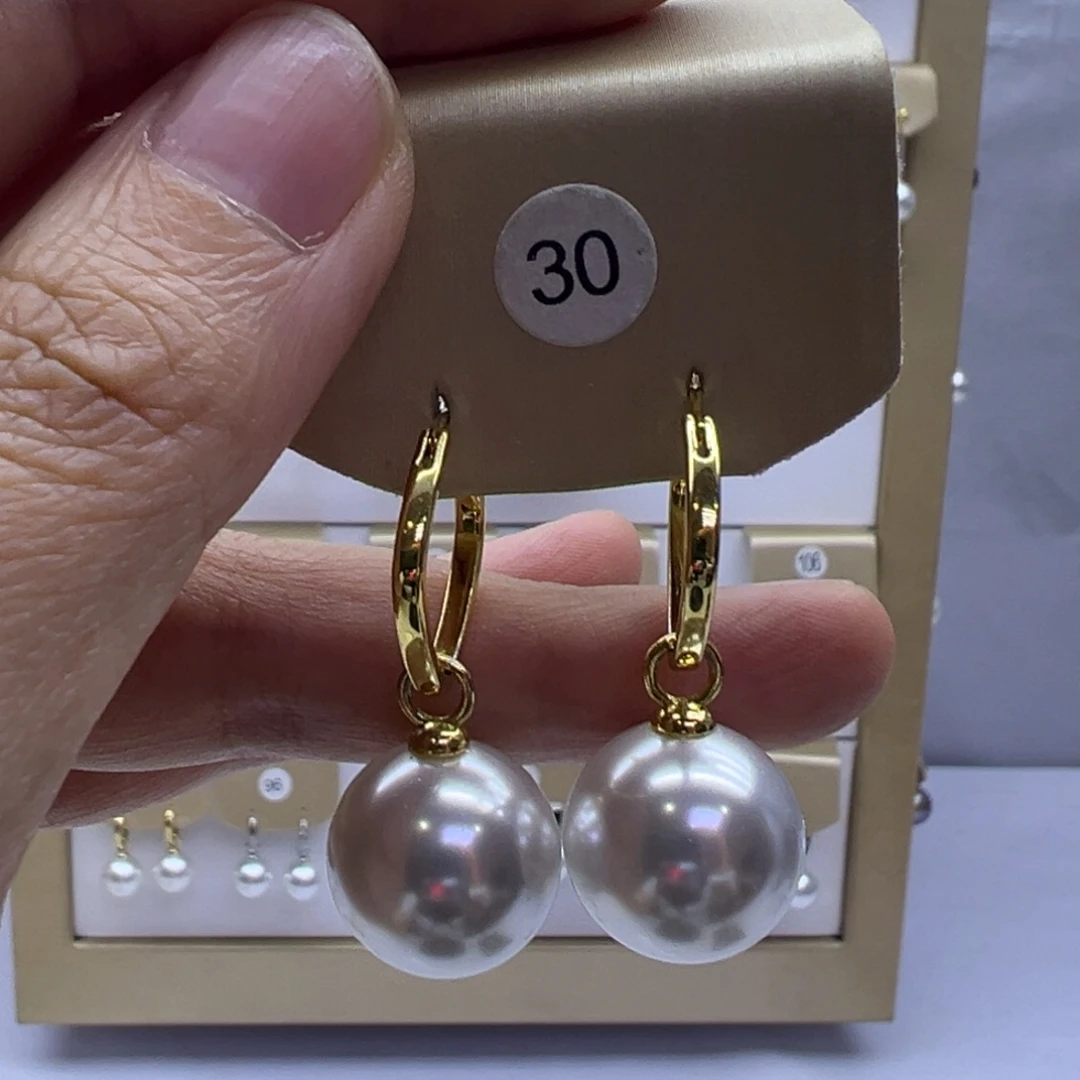 耳饰银S925镶嵌淡水珍珠