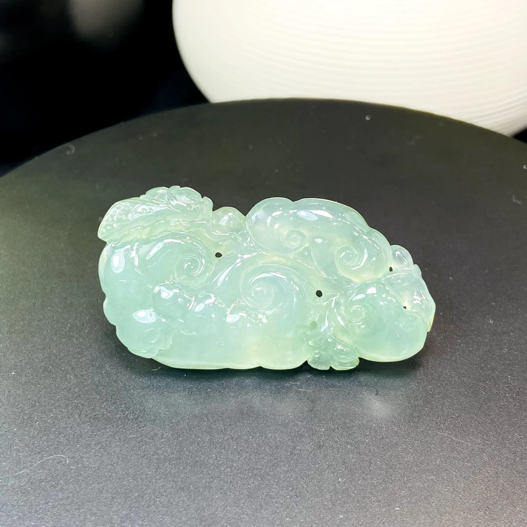 RX24天然缅甸A货翡翠冰胶绿如意/054413/北京中保拍卖