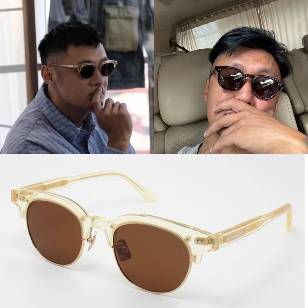 六叔同款日系复古太阳眼镜手工开车半框墨镜近视男