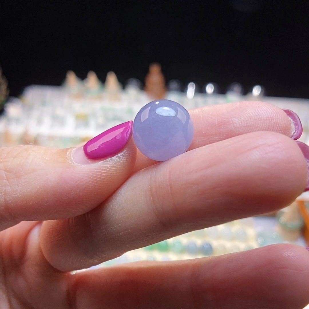 翡翠未镶嵌颈饰12.7蓝紫圆珠